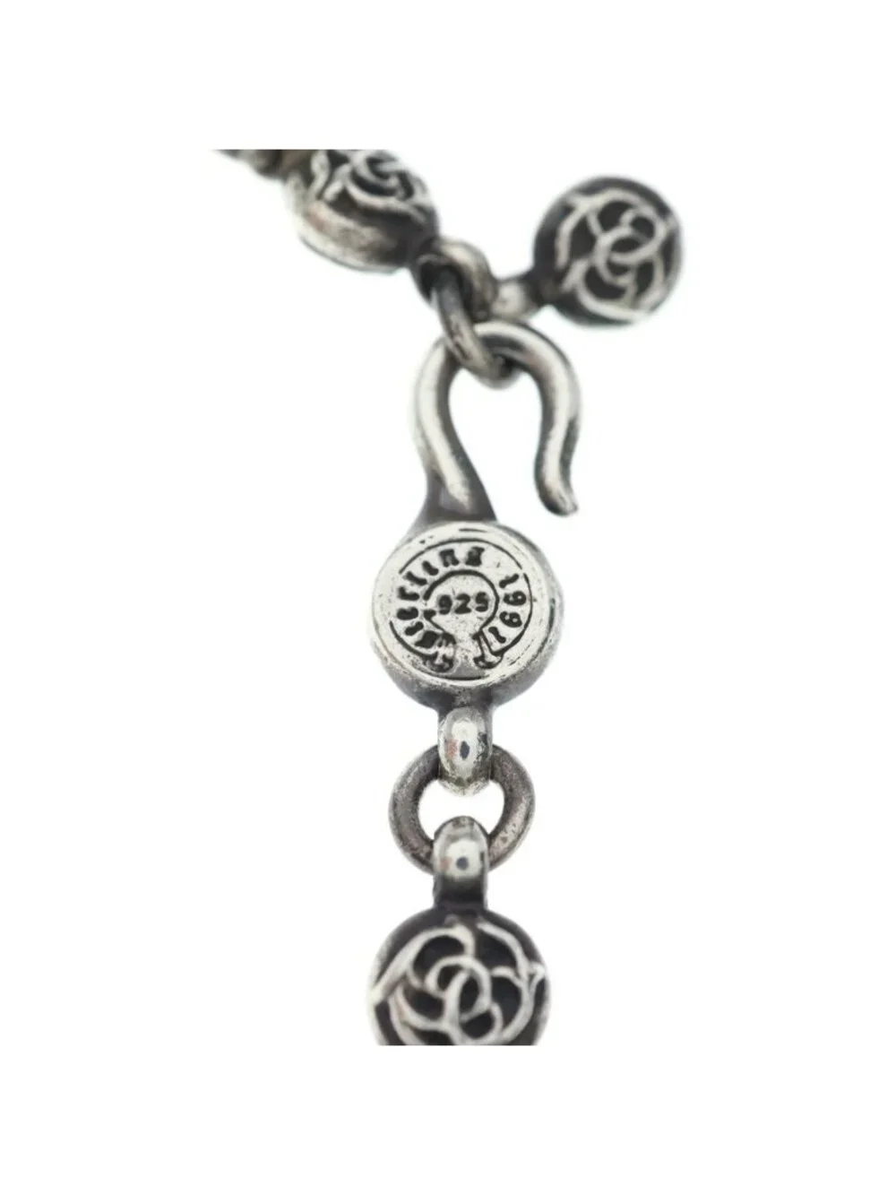Chrome Hearts 1 Frlbl Chn Heart Dagger Floral Ball Chain Daga Necklace Silver